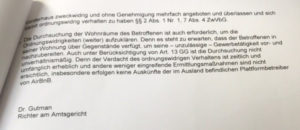 Richter segnet Durchsuchung ab